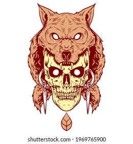 Skull Apache Tees Design Apparel Vector Illustration