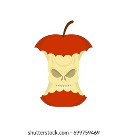 skull apple core isolated. death rest of fruit on white background. Garbage
