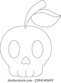 Skull Apple Halloween Vector Graphic Art Illustration