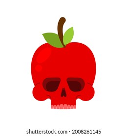 Skull apple isolated. skeleton Deadly scary fruit vector illustration