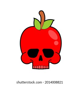 manzana de cráneo aislada. esqueleto Ilustración de vectores de frutas que dan miedo a la muerte