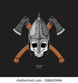 skull in armor. Can be used for printing on T-shirts, flyers and stuff. Vector illustration