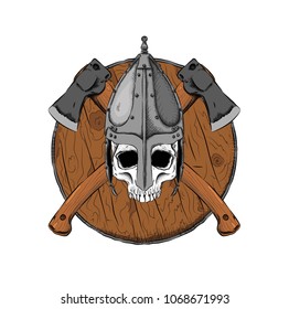 skull in armor. Can be used for printing on T-shirts, flyers and stuff. Vector illustration