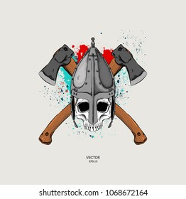 skull in armor. Can be used for printing on T-shirts, flyers and stuff. Vector illustration