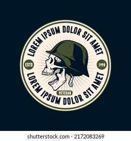 skull army with badge layout design