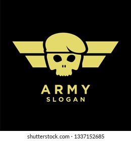 skull army gold helmet logo icon designs vector illustration template