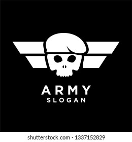 skull army helmet black logo icon designs vector illustration template