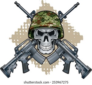 Skull Army Helmet Crossing Assault Rifles Stock Vector (Royalty Free ...