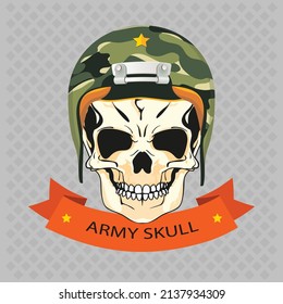 skull with army helmet vector