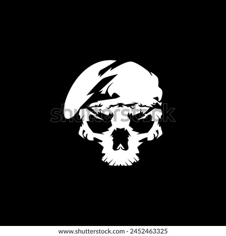 Skull army mascot logo design illustration. Cool skull icon.