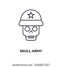 skull army outline icon. Linear vector from army and military concept. Thin line skull army icon isolated on white background