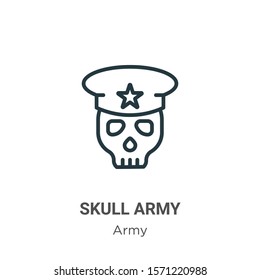 Skull army outline vector icon. Thin line black skull army icon, flat vector simple element illustration from editable army concept isolated on white background