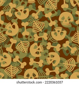 Skull army Pattern seamless. military skeleton Background. soldier texture
