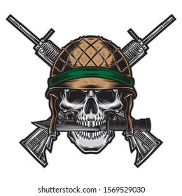 skull army with rifle vector