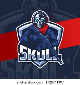 Skull Army Squad With Gun Mascot Esport Logo