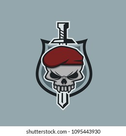skull army sword and shield