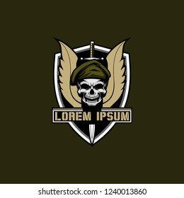 skull army  vector badge logo template