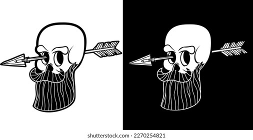 Skull with arrow in head. Design element for poster, card, banner, emblem, sign. Vector illustration