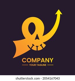 skull arrow logo concept. modern, clean and elegant logo. suittable for logo, icon, symbol and sign