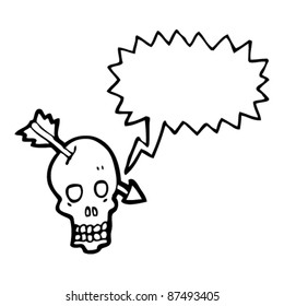 skull with arrow through cartoon