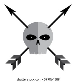 skull with arrows illustration vector design isolated on white