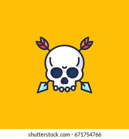 Skull with arrows vector icon
