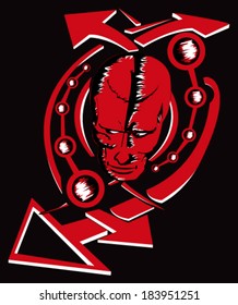 Skull with arrows - Vector illustration