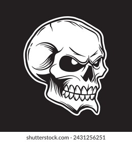 Skull art black and white hand drawn illustrations vector