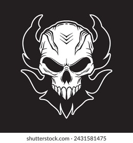 Skull art black and white hand drawn illustrations vector
