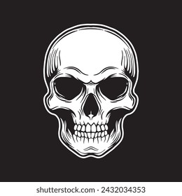 Skull art black and white hand drawn illustrations vector
