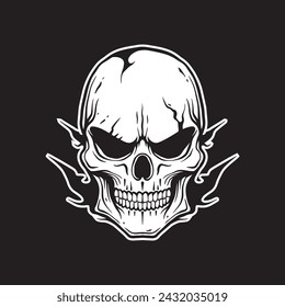 Skull art black and white hand drawn illustrations vector
