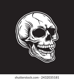 Skull art black and white hand drawn illustrations vector
