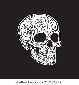 Skull art black and white hand drawn illustrations vector
