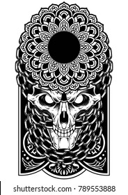 Skull art chain vector dark tattoo sticker