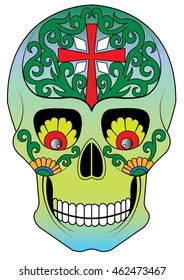 Skull Art Day Of The Dead Vector.