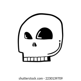 Skull art design vector. Doodle character symbol. 