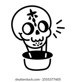 Skull art icon in hand drawn style 
