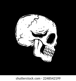 Skull art Illustration hand drawn black and white vector for tattoo, sticker, logo etc