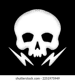 skull art Illustration hand drawn black and white vector for tattoo, sticker, logo etc