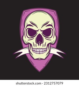 Skull art Illustration hand drawn style premium vector for tattoo, sticker, logo etc