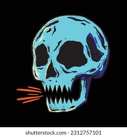 Skull art Illustration hand drawn style premium vector for tattoo, sticker, logo etc