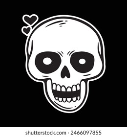 skull art illustration hand drawn black and white
