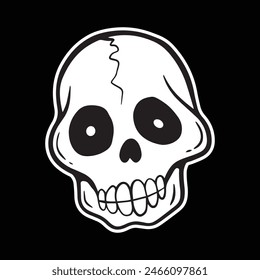 skull art illustration hand drawn black and white
