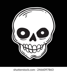 skull art illustration hand drawn black and white

