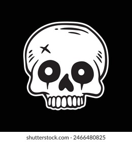 skull art illustration hand drawn black and white
