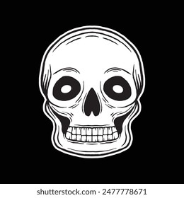 skull art illustration hand drawn black and white