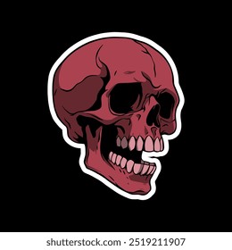 skull art illustration hand drawn for stickers logo poster etc