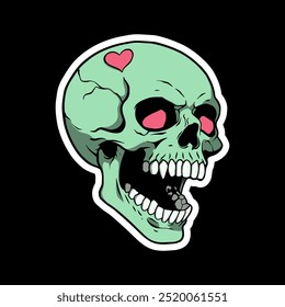 skull art illustration hand drawn for stickers logo poster etc
