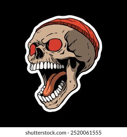 skull art illustration hand drawn for stickers logo poster etc
