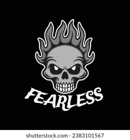 skull art with phrase fearless for tshirt design, poster , etc